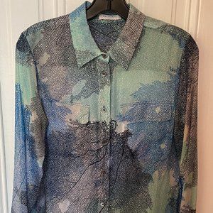 Equipment silk blouse - blue coral motif S